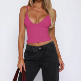 Plus Size V Neck Solid Color Sling Vest GMAN-29277