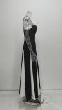 Plus Size Sling Color Block Big Swing Maxi Dress GMAN-28457