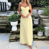 Plus Size Solid Color Tie Sling Maxi Dress GMAN-28268