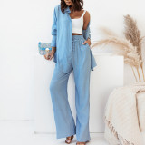 Plus Size Solid Color Loose Shirt Pants Suit GMAN-22010
