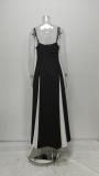 Plus Size Sling Color Block Big Swing Maxi Dress GMAN-28457