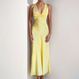 Plus Size Sexy V-neck Pleated Maxi Dress GMAN-28978