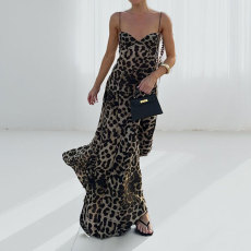Plus Size Leopard Print Sling Maxi Dress GMAN-29175