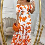 Plus Size One Shoudler Print Maxi Dress GMAN-8157