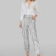Plus Size Solid Color Shirt And Print Pants Suit GMAN-28494