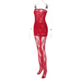 Sexy Wrap Chest Lace Mini Dress(With Stocking) GLAG-S3211867G