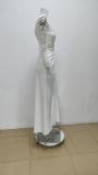 Plus Size Solid Color V Neck Hollow Out Maxi Dress GMAN-28175