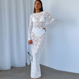 Hollow Out Lace See Through Maxi Dress GLAG-D3914228G