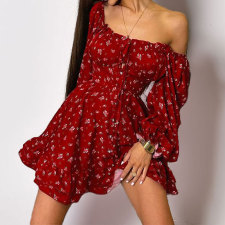 Plus Size Sexy Print Long Sleeve Mini Dress GMAN-28933