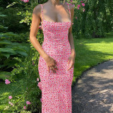 Sexy Slim Backless Halter Floral Dress GLAG-D1C7549G