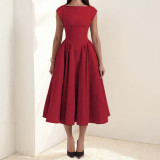 Plus Size Solid Color Sleeveless Maxi Dress GMAN-29220