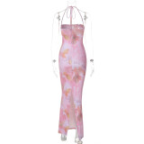 Sexy Print Halterneck Maxi Dress GLAG-D4315842G