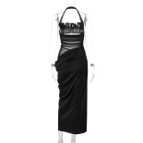 Mesh Patchwork Backless Maxi Dress GLAG-D4B17938G