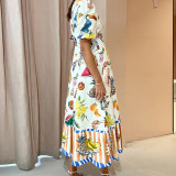 Plus Size Print Short Sleeve Maxi Dress GMAN-24585