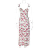 Floral Print Split Halter Maxi Dress GLAG-D269179G