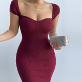 One Shoulder Solid Color Slim Midi Dress GLAG-D1C7527G