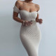 One Shoulder Solid Color Slim Midi Dress GLAG-D1C7527G