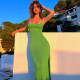Solid Color Backless Hollow Out Bandage Dress GLAG-D279542G