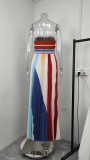 Plus Size Colorful Print Off Shoulder Tube Tops Dress GMAN-29026