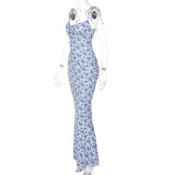 Sexy Print Tie Up Sling Maxi Dress GLAG-D248395G