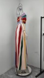 Plus Size Colorful Print Off Shoulder Tube Tops Dress GMAN-29026