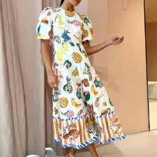 Plus Size Print Short Sleeve Maxi Dress GMAN-24585