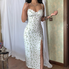 Floral Print Split Halter Maxi Dress GLAG-D269179G