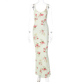 Print U Neck Sling Maxi Dress GLAG-D2C11305G