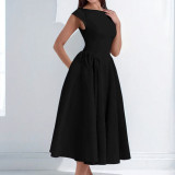 Plus Size Solid Color Sleeveless Maxi Dress GMAN-29220