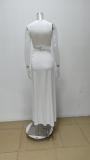 Plus Size Solid Color V Neck Hollow Out Maxi Dress GMAN-28175