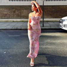 Sexy Print Halterneck Maxi Dress GLAG-D4315842G