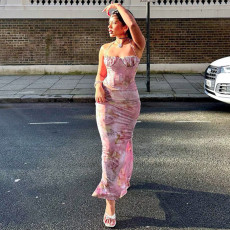 Sexy Print Halterneck Maxi Dress GLAG-D4315842G