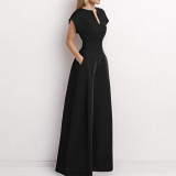 Plus Size Short Sleeve Solid Color Loose Jumpsuit GMAN-28803