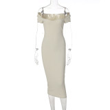 One Shoulder Solid Color Slim Midi Dress GLAG-D1C7527G