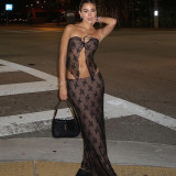 Lace Patchwork Wrap Chest Long Skirts 2 Piece Set GLAG-S3412457G