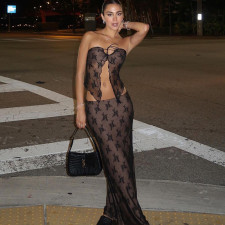 Lace Patchwork Wrap Chest Long Skirts 2 Piece Set GLAG-S3412457G