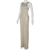 Sexy Backless See Through Split Maxi Dress GLAG-D4516444G