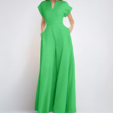 Plus Size Short Sleeve Solid Color Loose Jumpsuit GMAN-28803