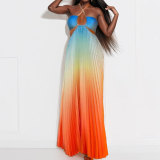 Plus Size Sexy Hollow Out Halterneck Maxi Dress GMAN-29040
