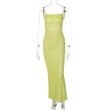Sexy Slim Backless Halter Floral Dress GLAG-D1C7549G