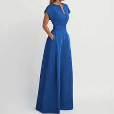 Plus Size Short Sleeve Solid Color Loose Jumpsuit GMAN-28803