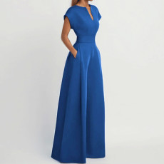 Plus Size Short Sleeve Solid Color Loose Jumpsuit GMAN-28803