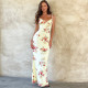Print U Neck Sling Maxi Dress GLAG-D2C11305G