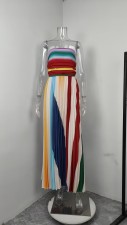 Plus Size Colorful Print Off Shoulder Tube Tops Dress GMAN-29026