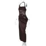 Mesh Patchwork Backless Maxi Dress GLAG-D4B17938G