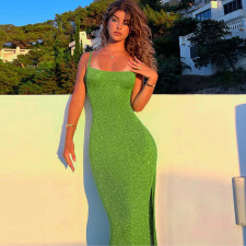 Solid Color Backless Hollow Out Bandage Dress GLAG-D279542G