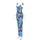 Print Slim Backless Sling Maxi Dress GLAG-D4817226G