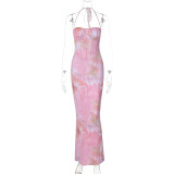 Sexy Print Halterneck Maxi Dress GLAG-D4315842G