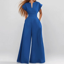 Plus Size Short Sleeve Solid Color Loose Jumpsuit GMAN-28803