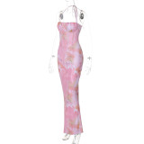 Sexy Print Halterneck Maxi Dress GLAG-D4315842G